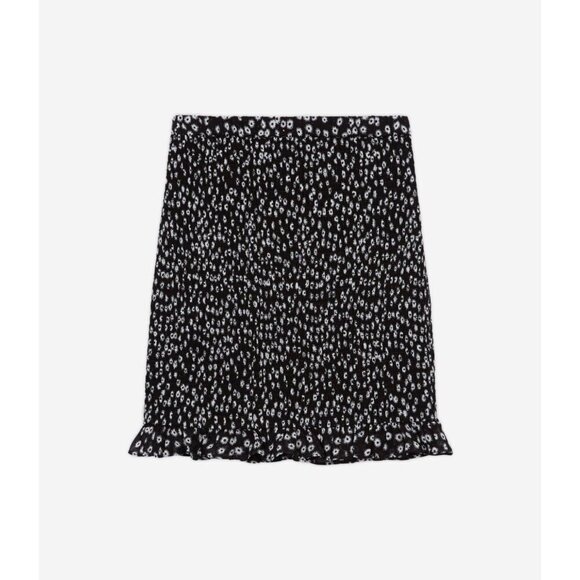 The Kooples Womens Short Skirt Black Daisy Dots Smocked 100% Viscose - Picture 10 of 14